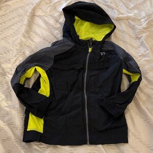 Black, Gray, and Neon Yellow Russell Hooded Jacket